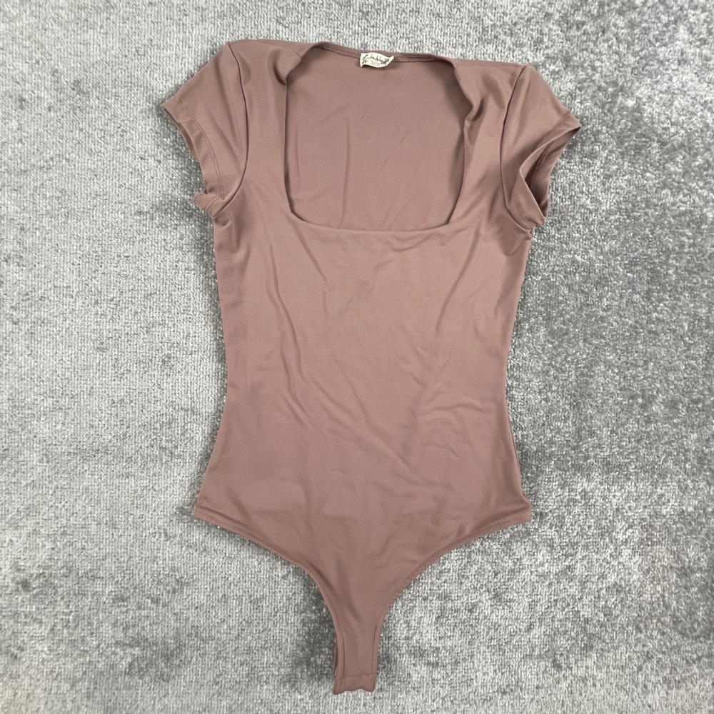 Intimately Free People Square Neck Short Sleeve Bodysuit Mauve XS OB1003666 - Picture 1 of 11